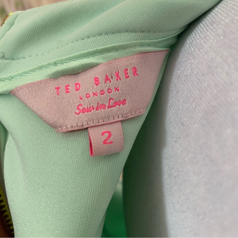 Ted Baker NISTEE SIDE PLEAT WOMEN'S SKATER DRESS PALE GREEN - Picture 10 of 12
